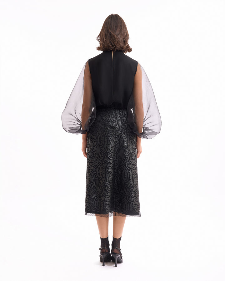 Split V-Neck Lace Set