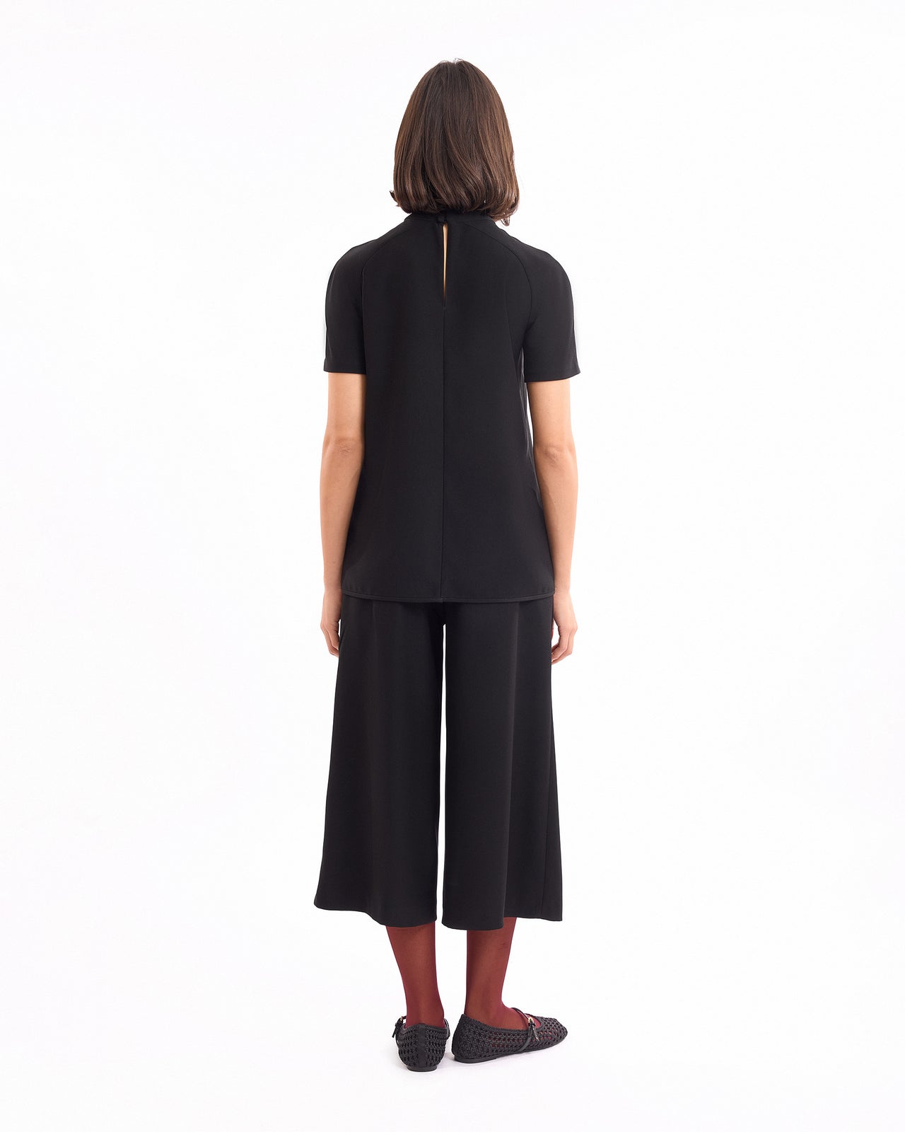 High-Neck Top with Cropped Trousers