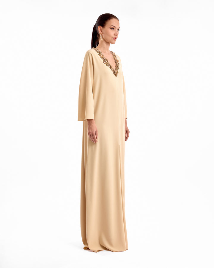 midi kaftan dress party wear Pretty Petals Floral Stripe Caftan Midi Dress