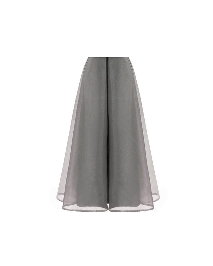 توب برقبة V وأكمام منفوشة مع تنورة ميتاليك