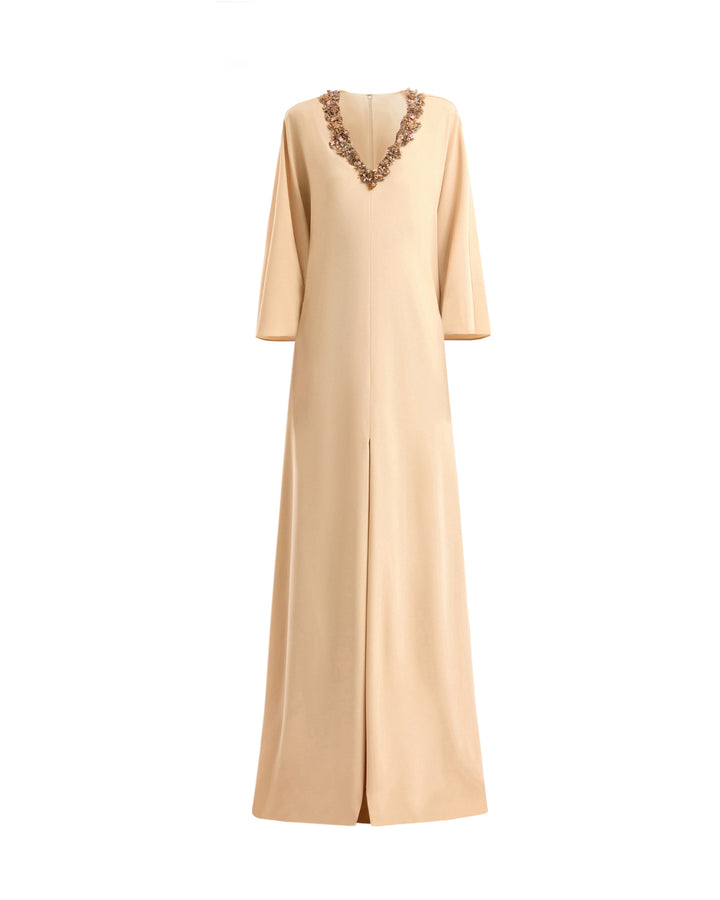 قفطان بفتحة V مزين بالخرز