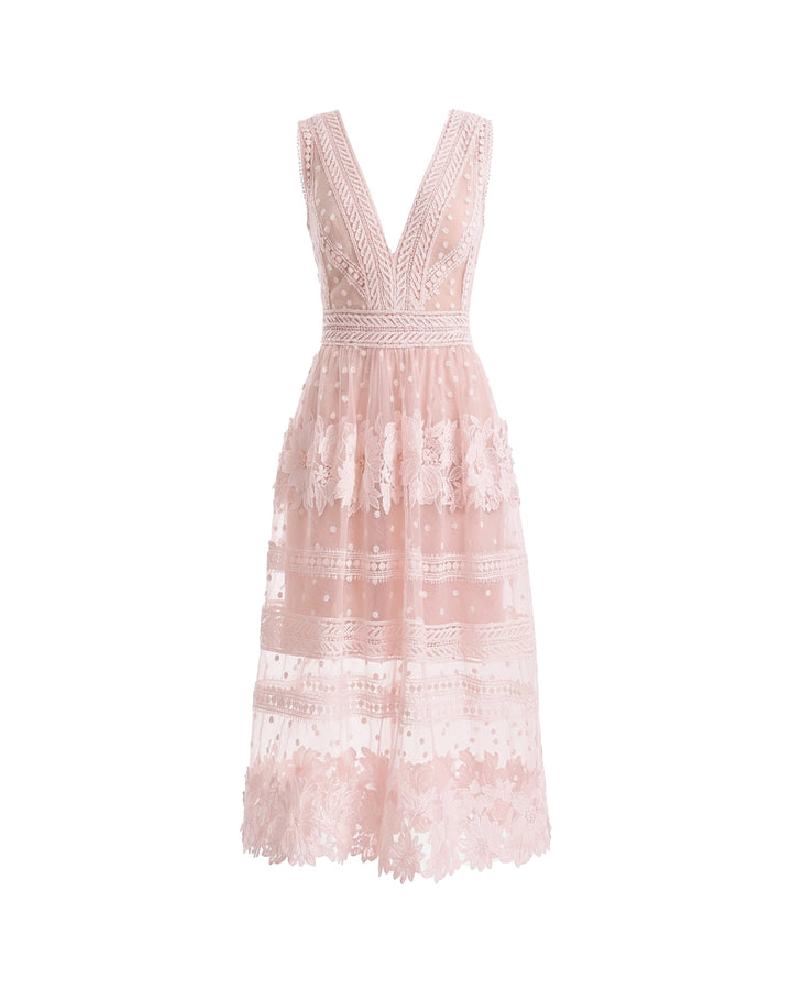 Floral Tulle Midi Dress