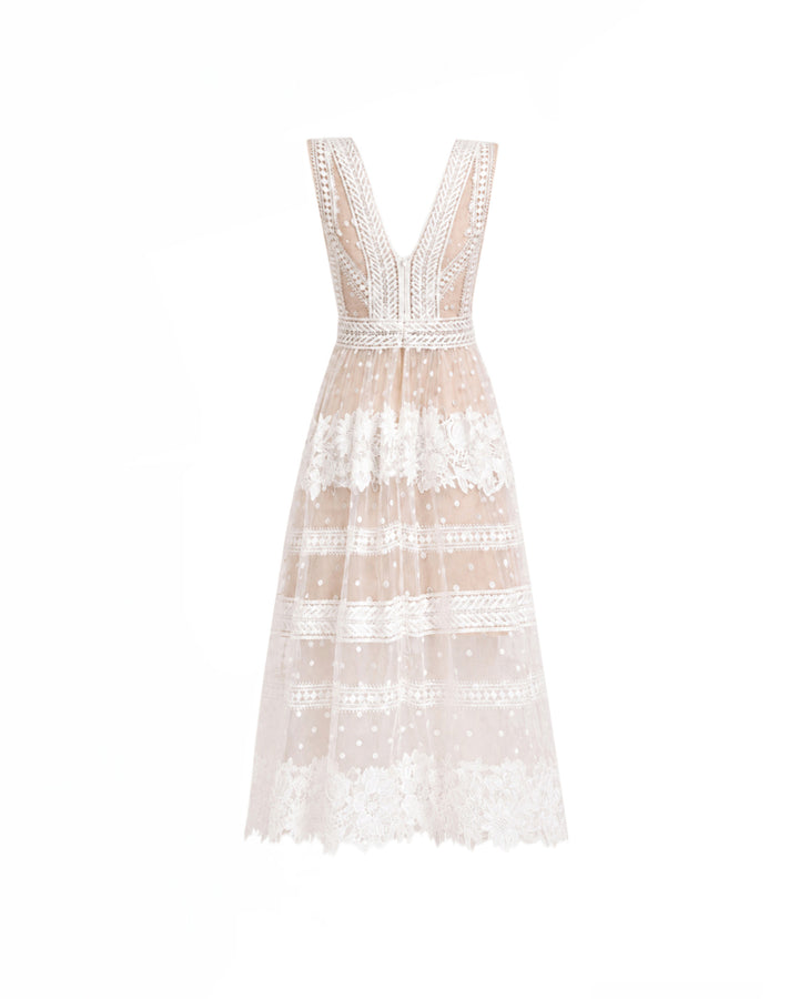 Floral Tulle Midi Dress