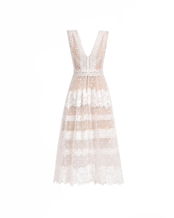 Floral Tulle Midi Dress