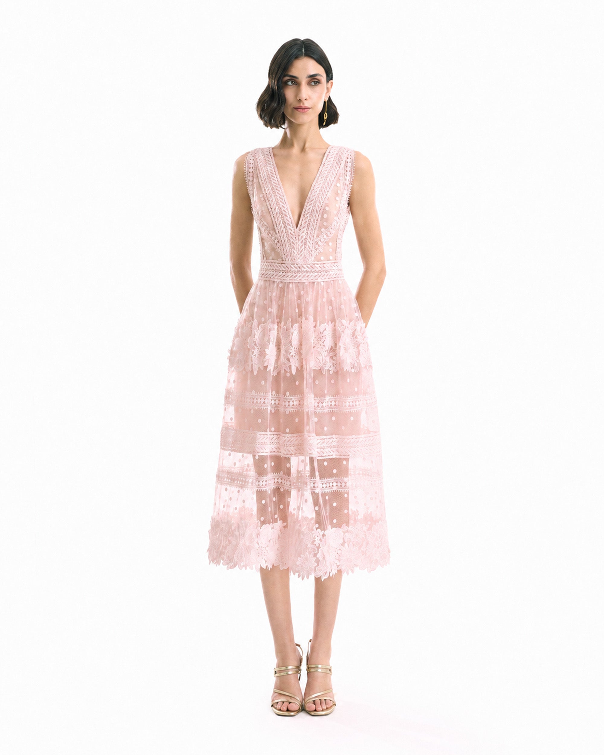 Floral Tulle Midi Dress