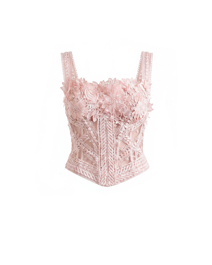 3D Floral Tulle Corset Set