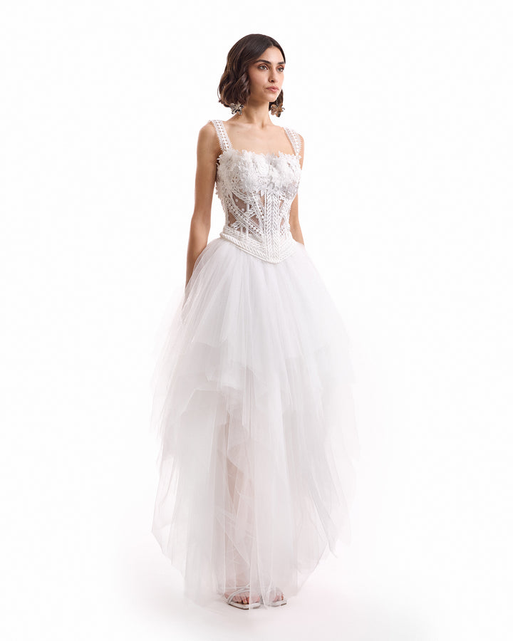 3D Floral Tulle Corset Set