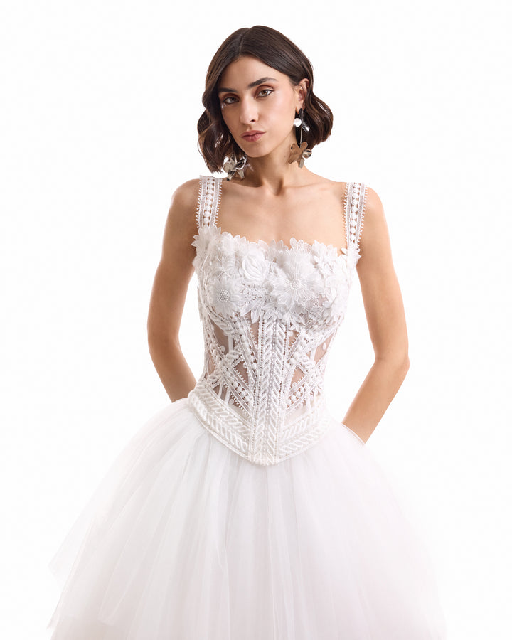 3D Floral Tulle Corset Set