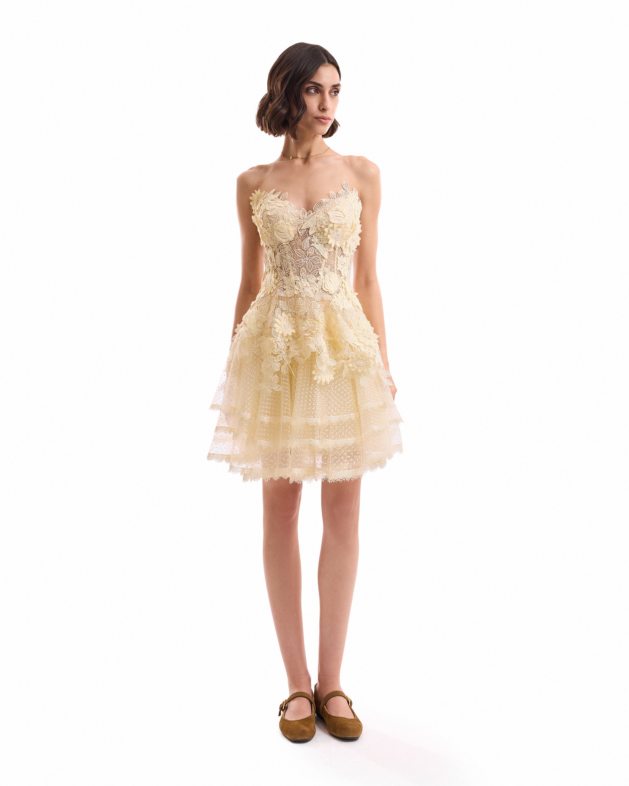 3D Floral Tulle Corset Set