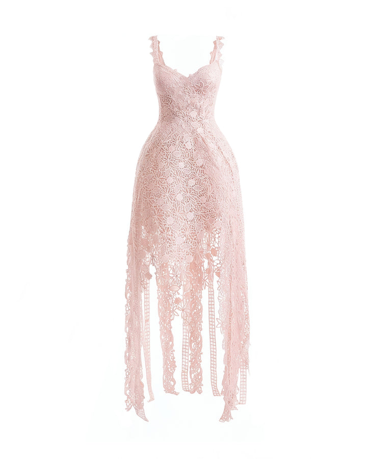 Floral Guipure Cage Midi Dress