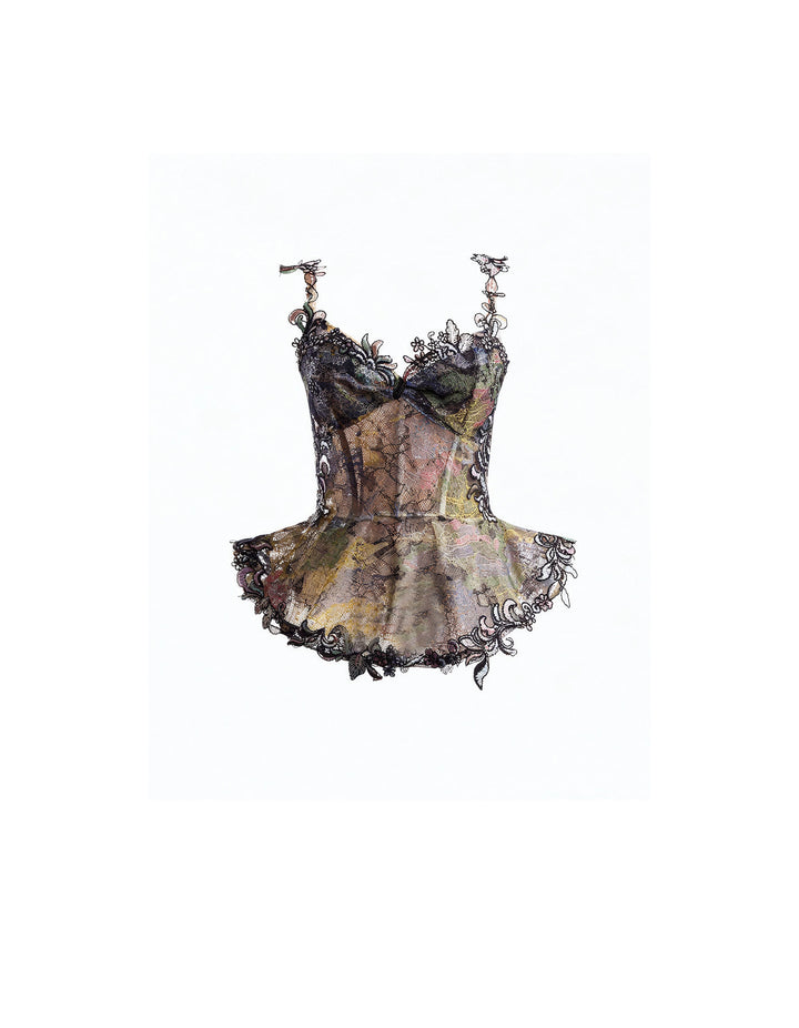 Embroidered Peplum Corset Set