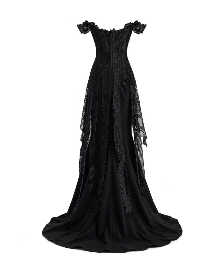 Off-Shoulder Embroidered Corset Set