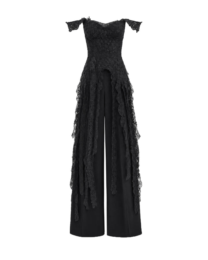 Off-Shoulder Embroidered Corset Set