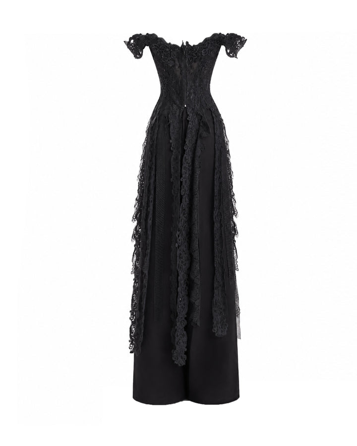 Off-Shoulder Embroidered Corset Set