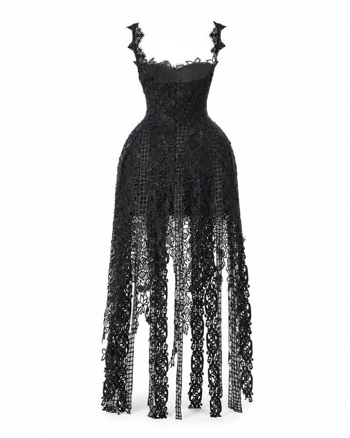 Floral Guipure Embroidered Midi Dress