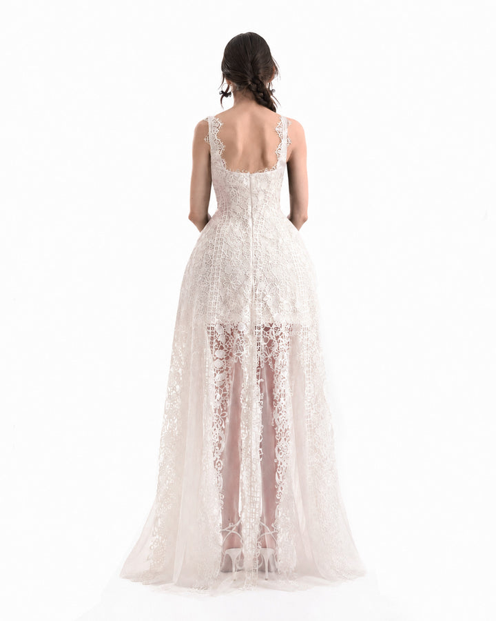 Floral Guipure Embroidered Midi Dress