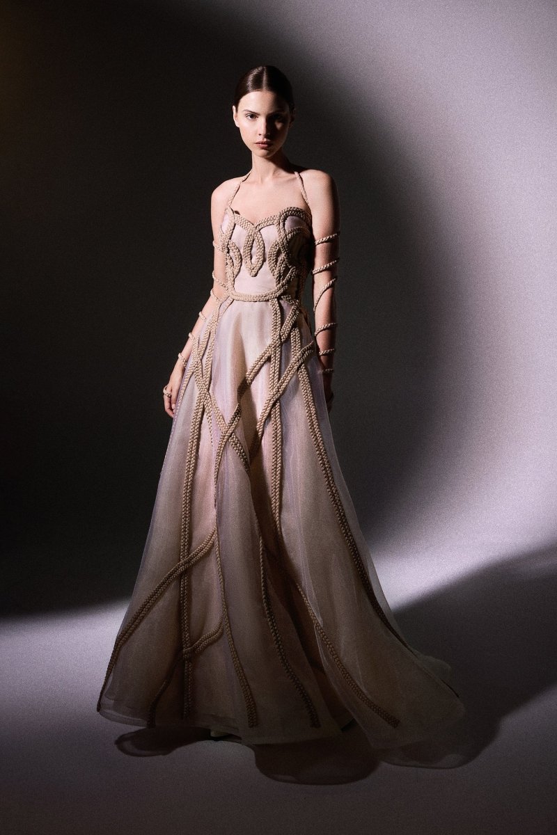 Strapless Braided Tulle Dress - Gemy Maalouf