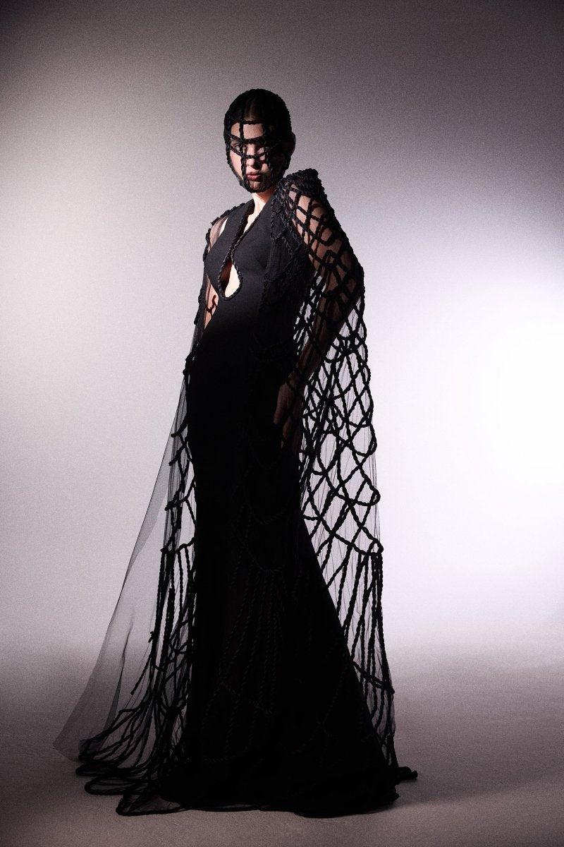 Slim Dress with Cape - Gemy Maalouf