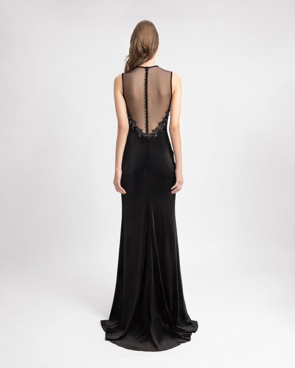 Beaded Velvet Dress with Gloves - Gemy Maalouf