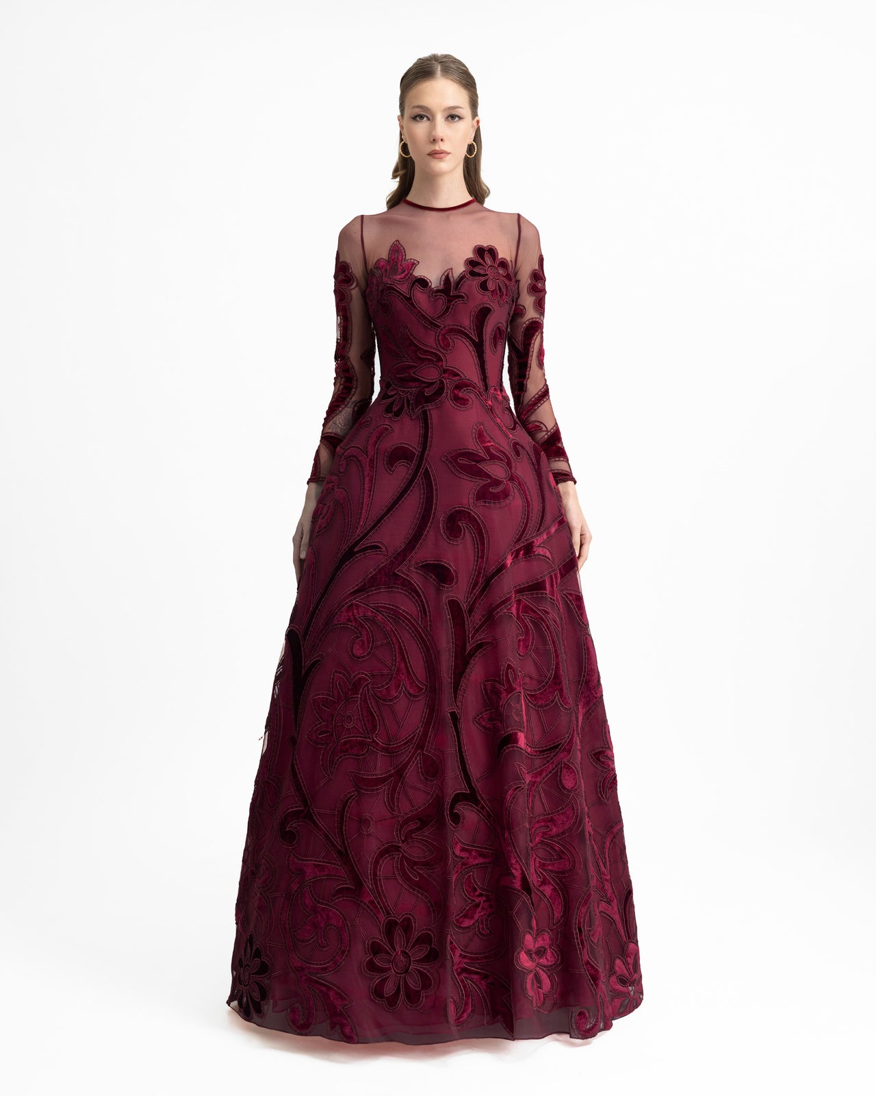 Embroidered Velvet Cage Dress