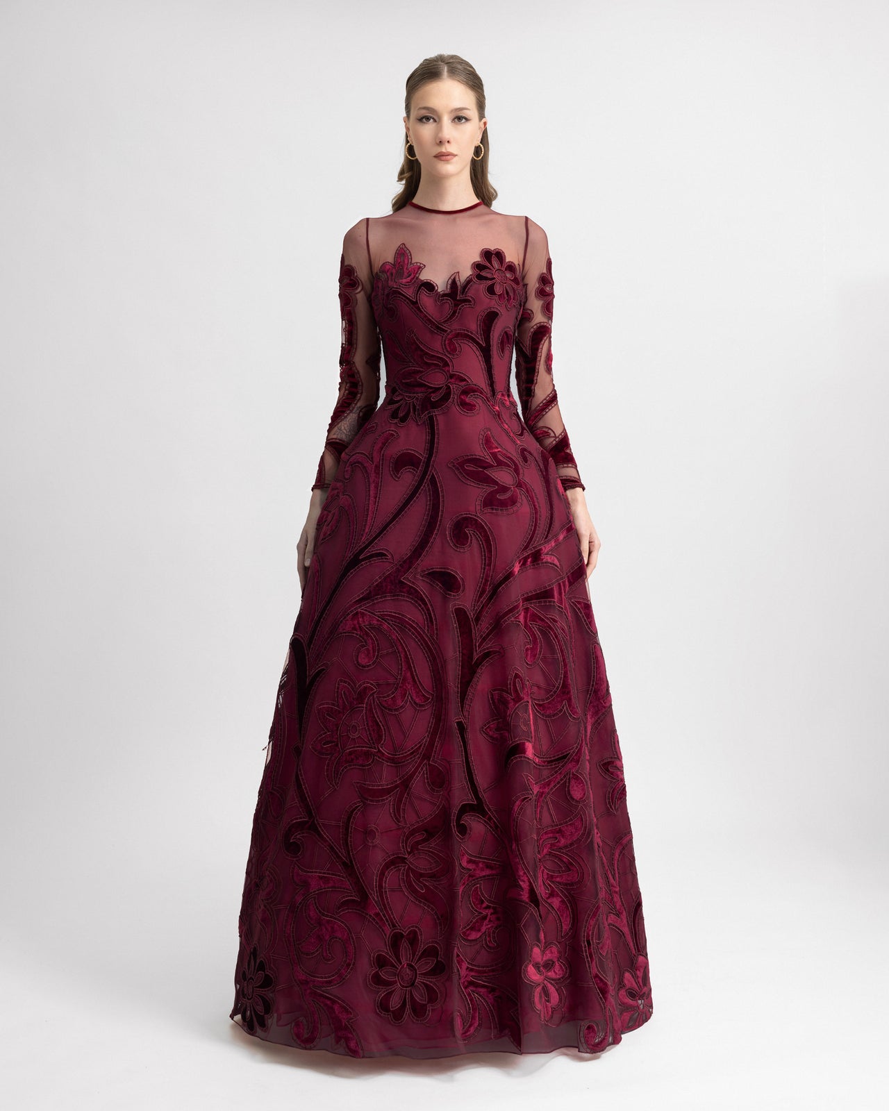Embroidered Velvet Cage Dress