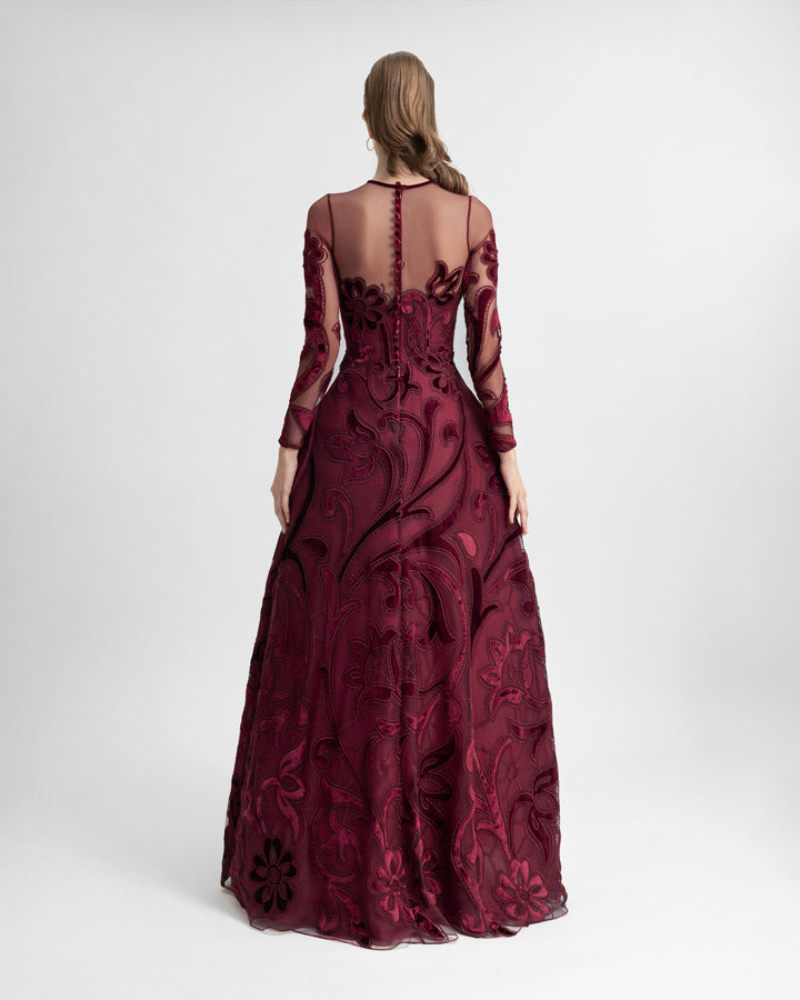 Embroidered Velvet Cage Dress
