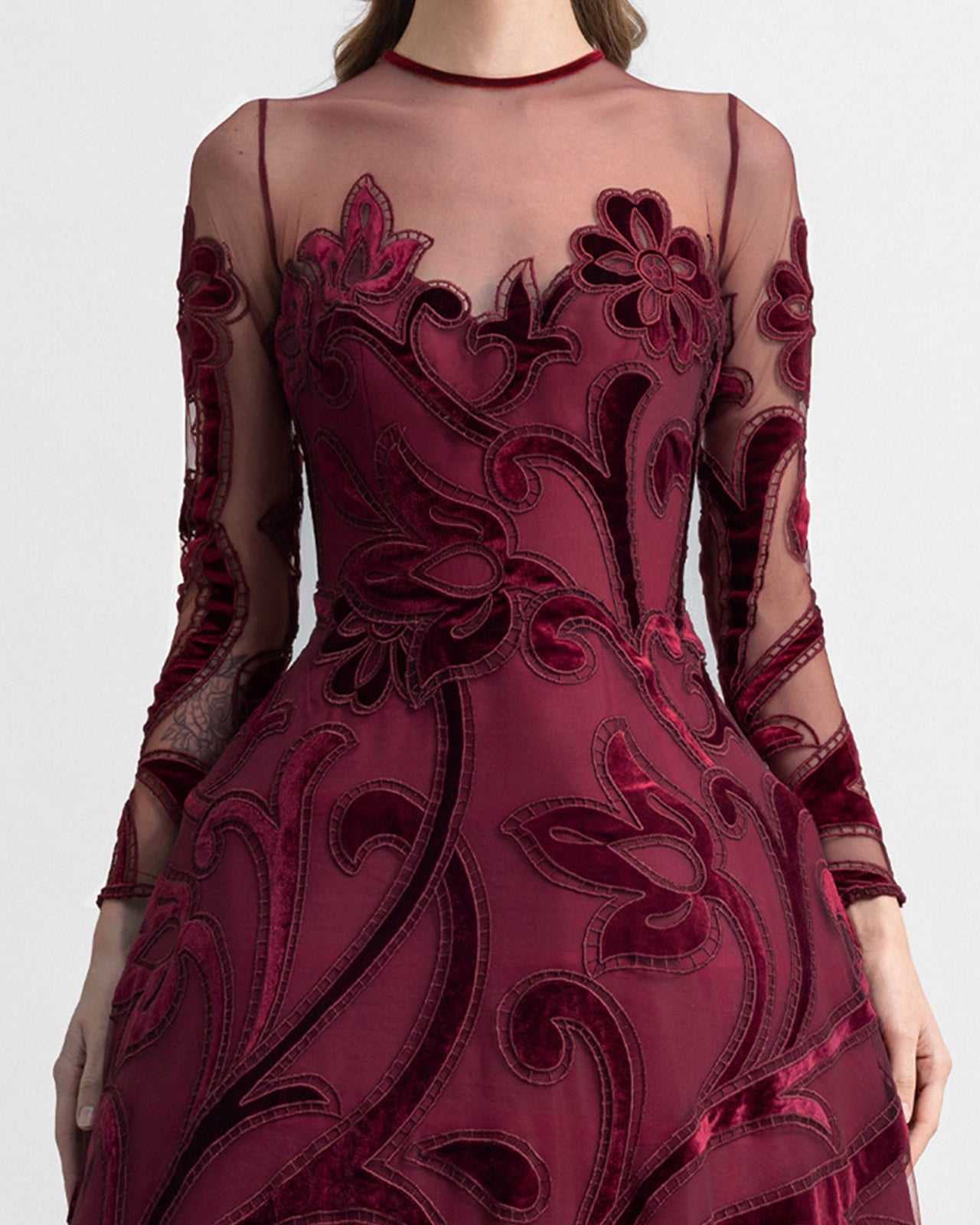 Embroidered Velvet Cage Dress