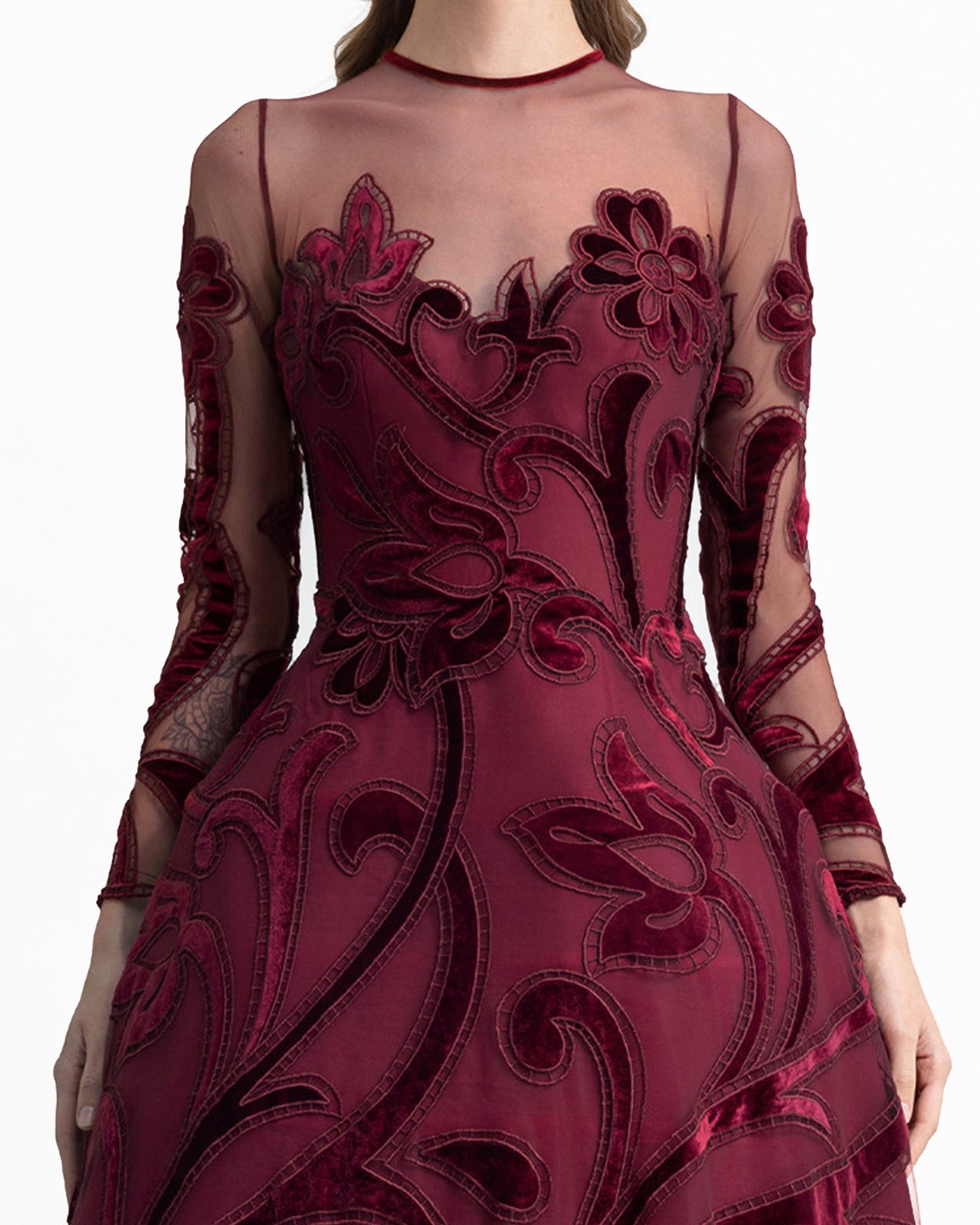 Embroidered Velvet Cage Dress