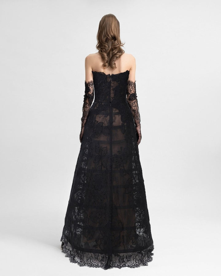 Strapless Cage Dress with Gloves - Gemy Maalouf