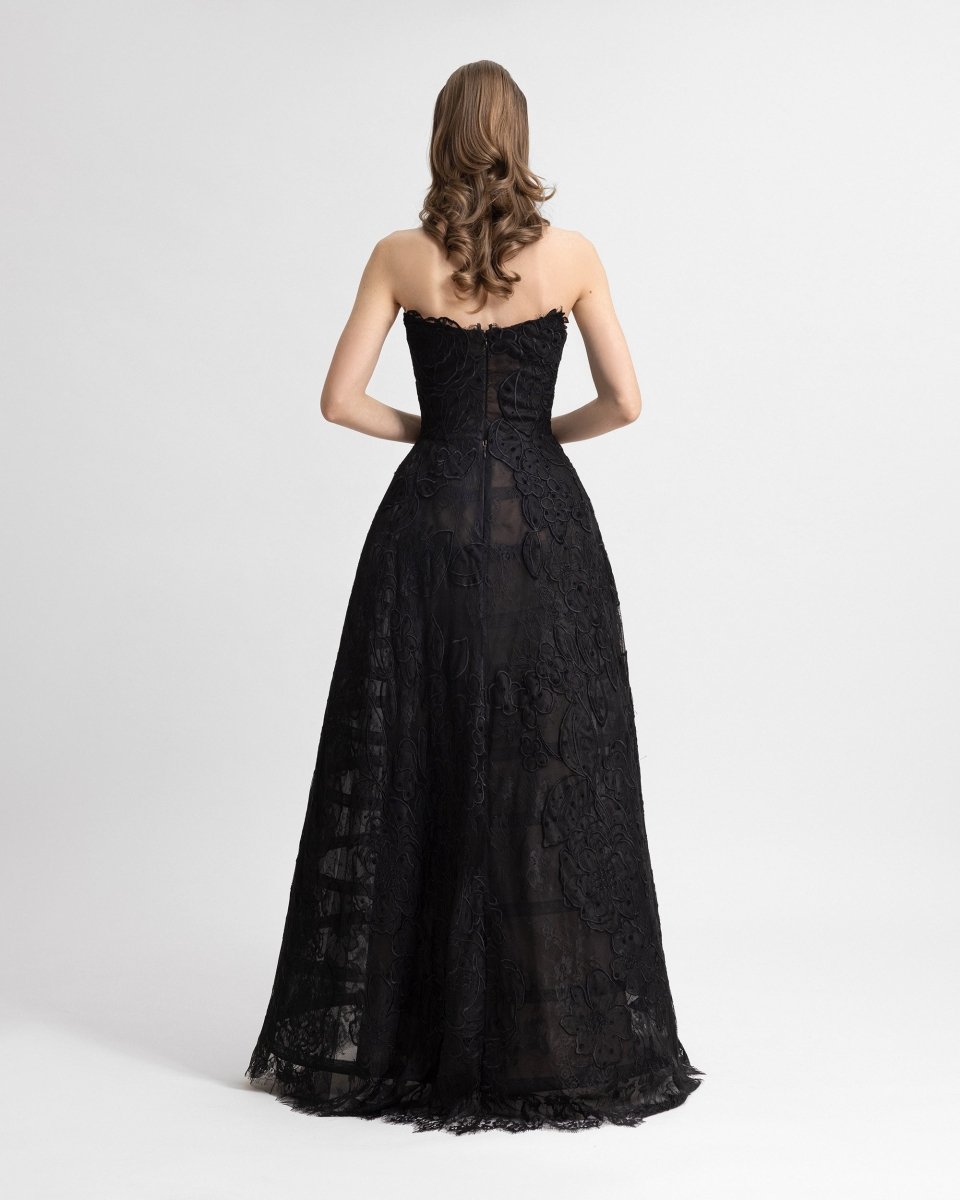 Strapless Cage Dress with Gloves - Gemy Maalouf