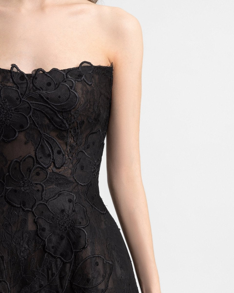 Strapless Cage Dress with Gloves - Gemy Maalouf