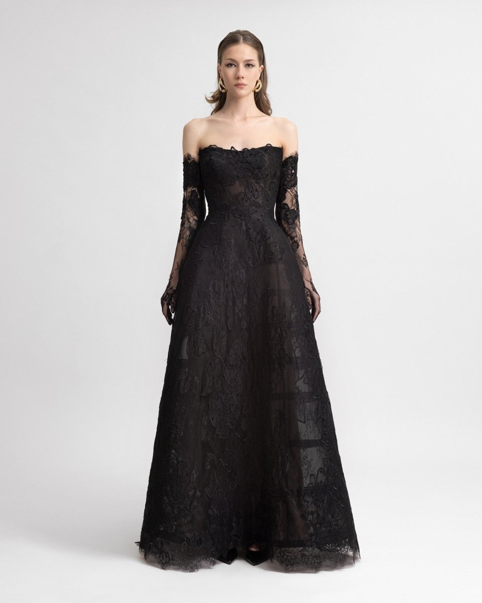 Strapless Cage Dress with Gloves - Gemy Maalouf