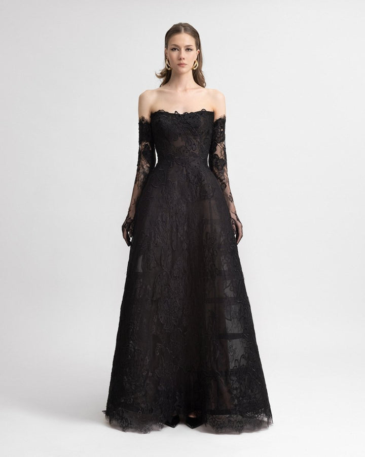 Strapless Cage Dress with Gloves - Gemy Maalouf