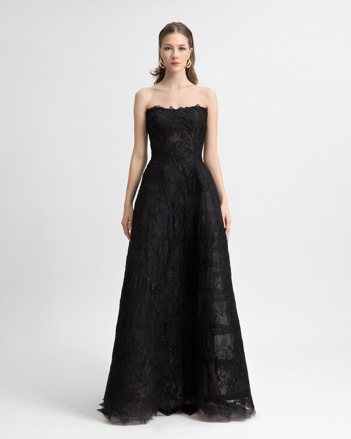 Strapless Cage Dress with Gloves - Gemy Maalouf