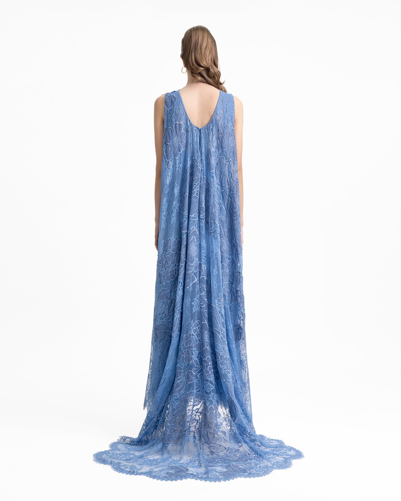 Embroidered Lace Dress with Cape