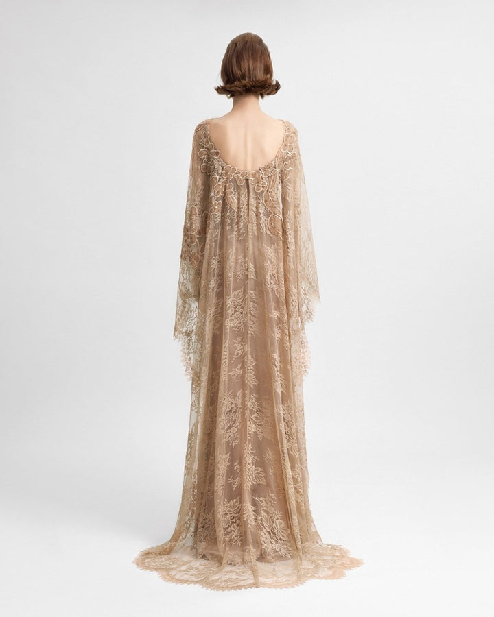 Corset Dress with Lace Cape - Gemy Maalouf