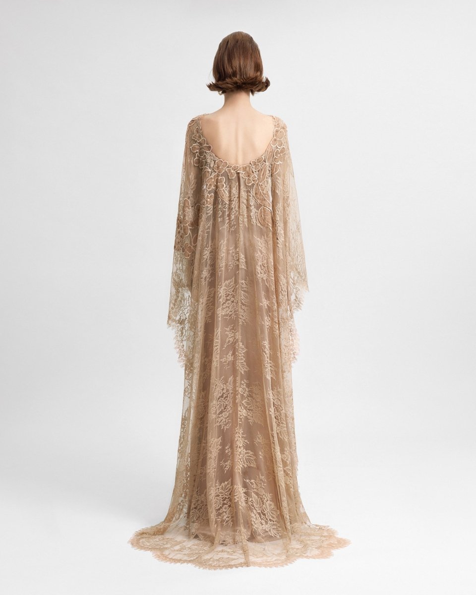 Corset Dress with Lace Cape - Gemy Maalouf