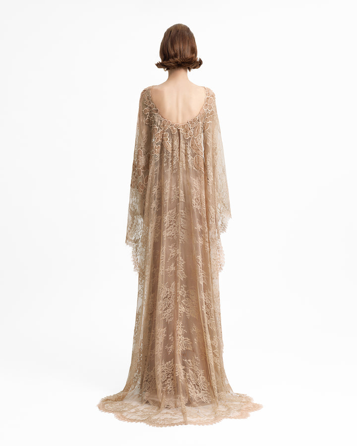 Corset Dress with Lace Cape