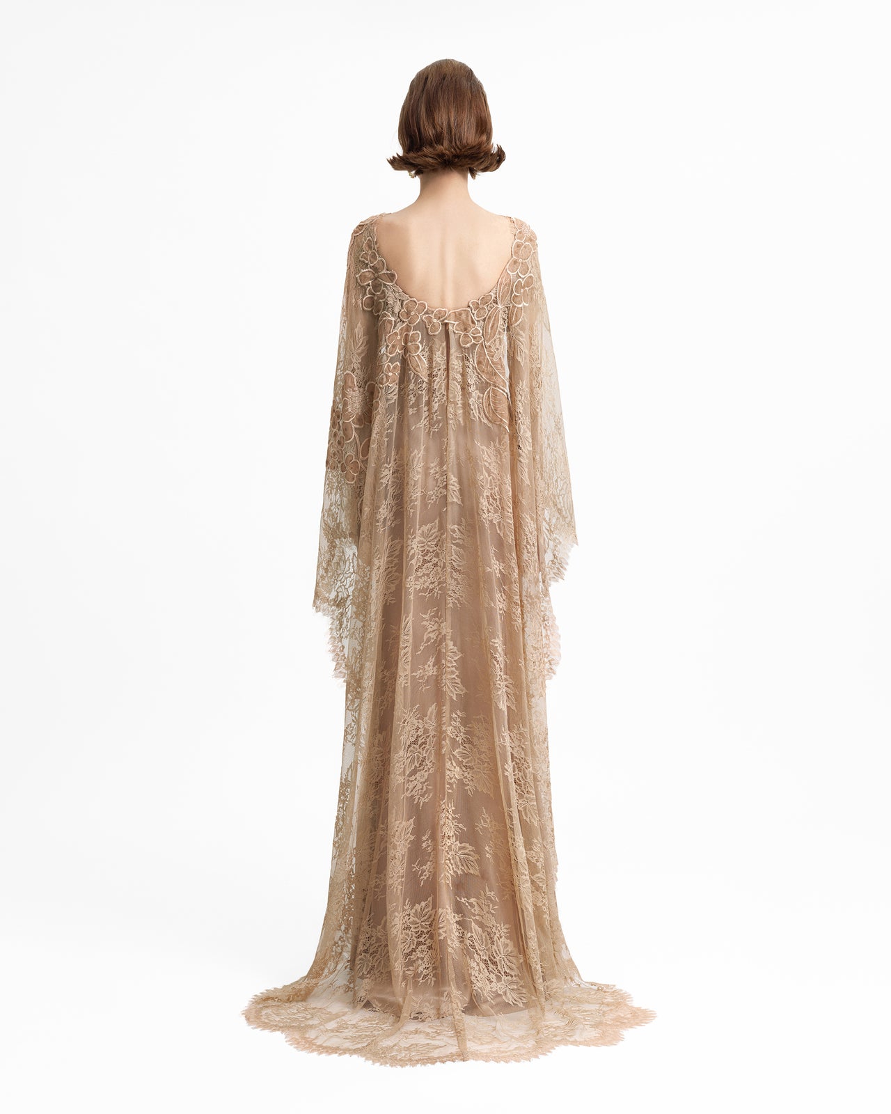 Corset Dress with Lace Cape