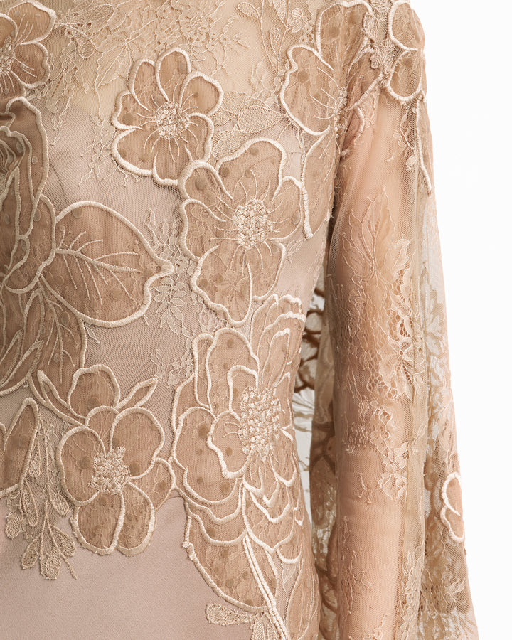 Corset Dress with Lace Cape