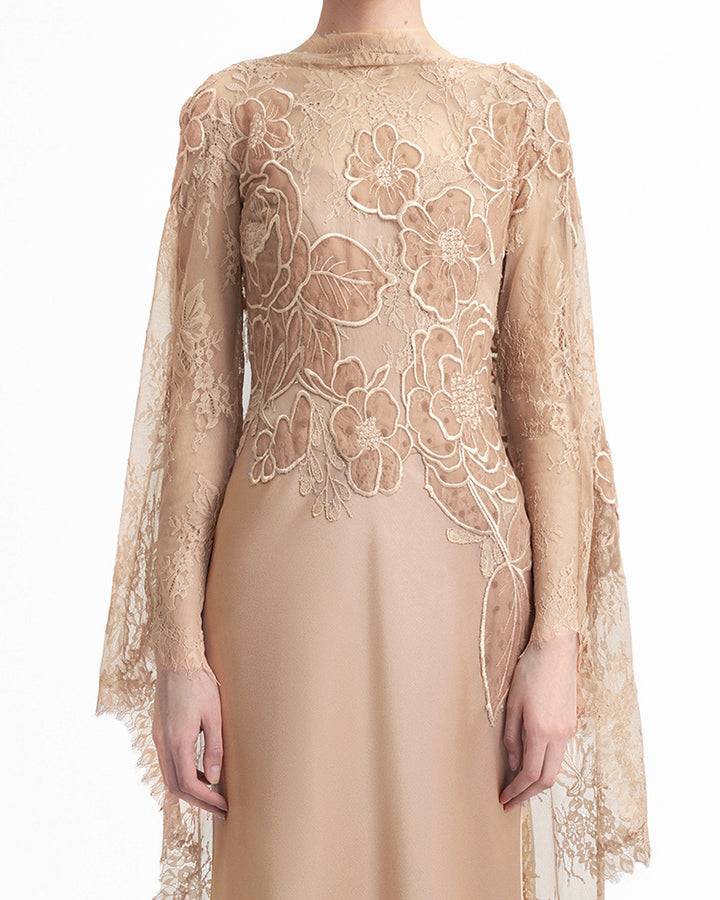 Corset Dress with Lace Cape
