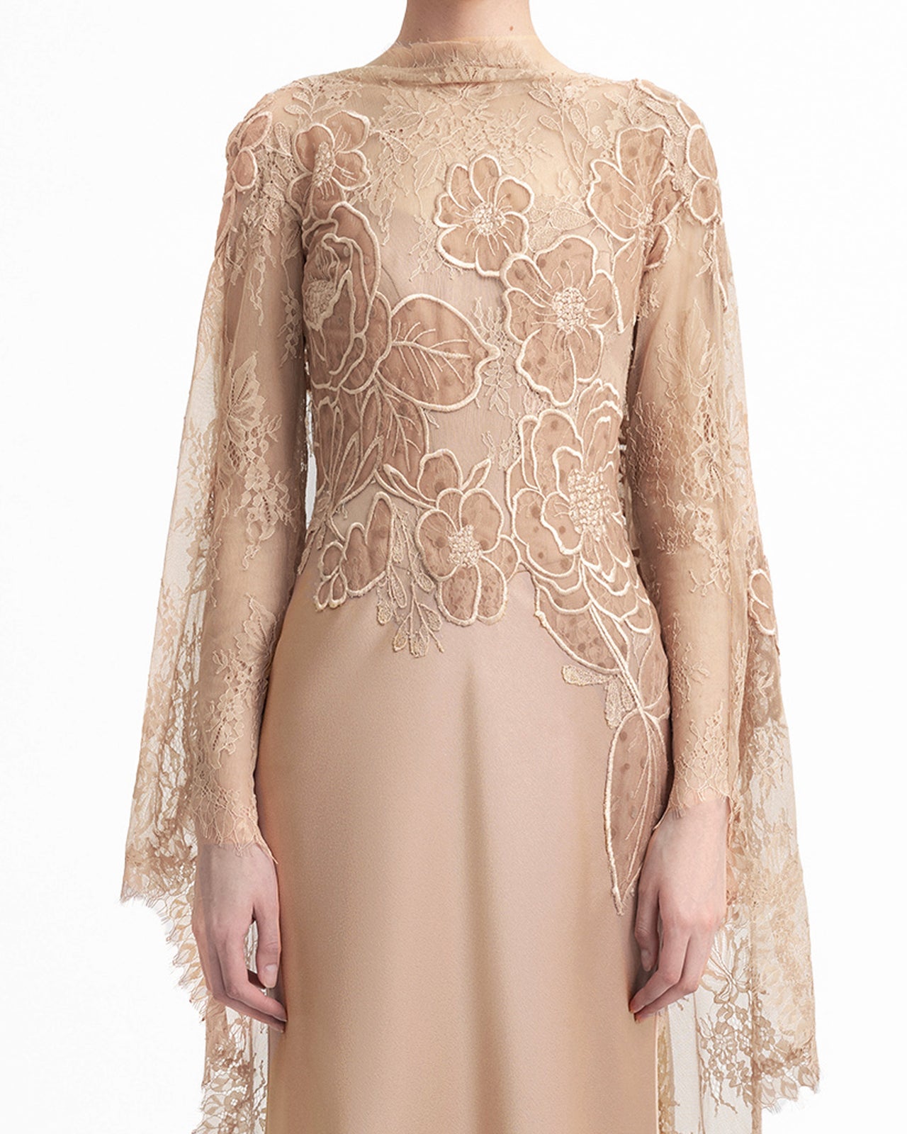 Corset Dress with Lace Cape