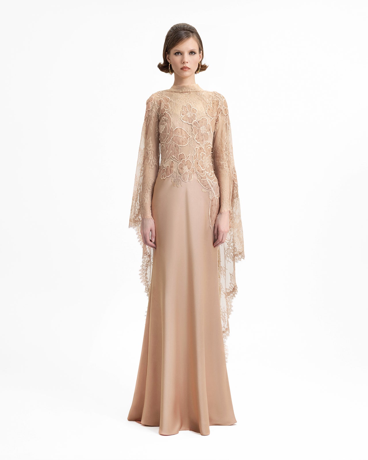 Corset Dress with Lace Cape