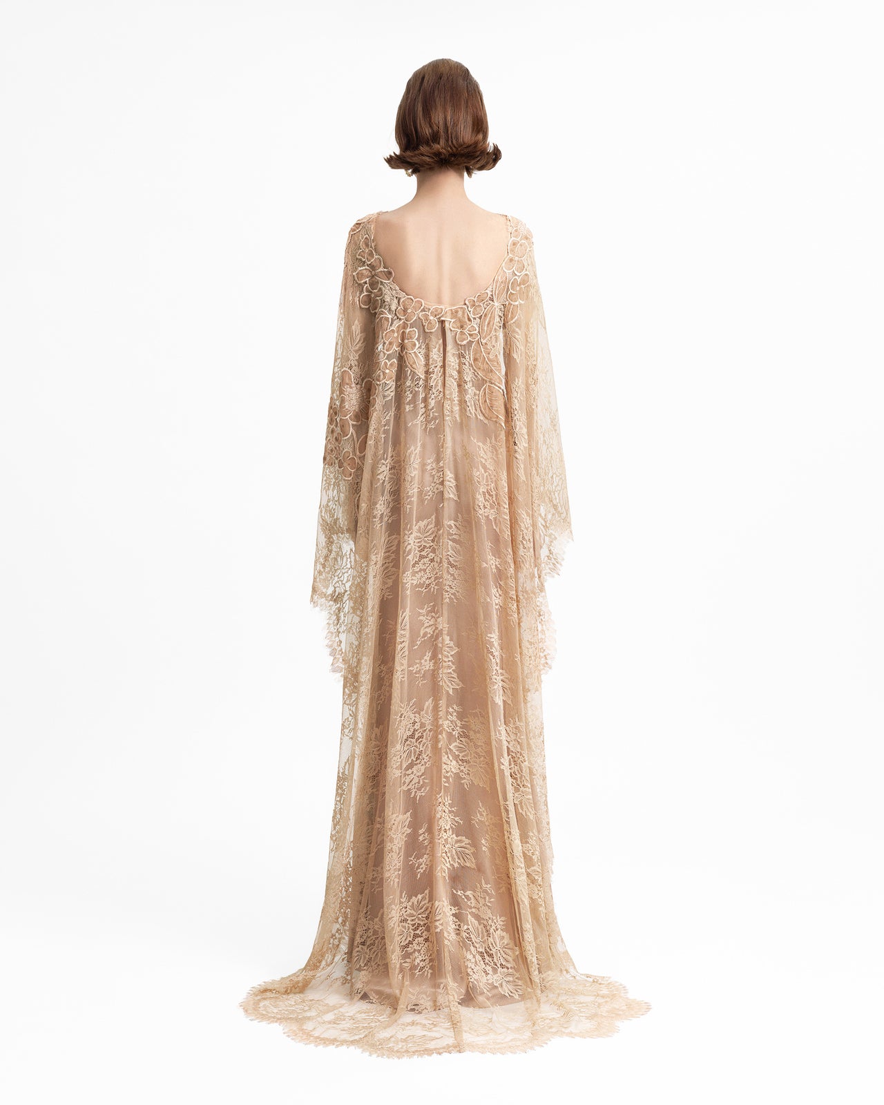 Corset Dress with Lace Cape