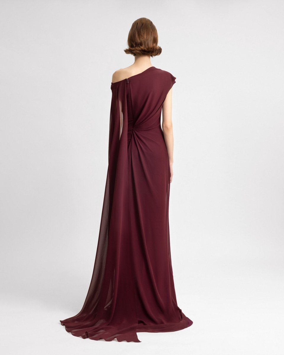 Draped Dress with Cape Sleeve - Gemy Maalouf