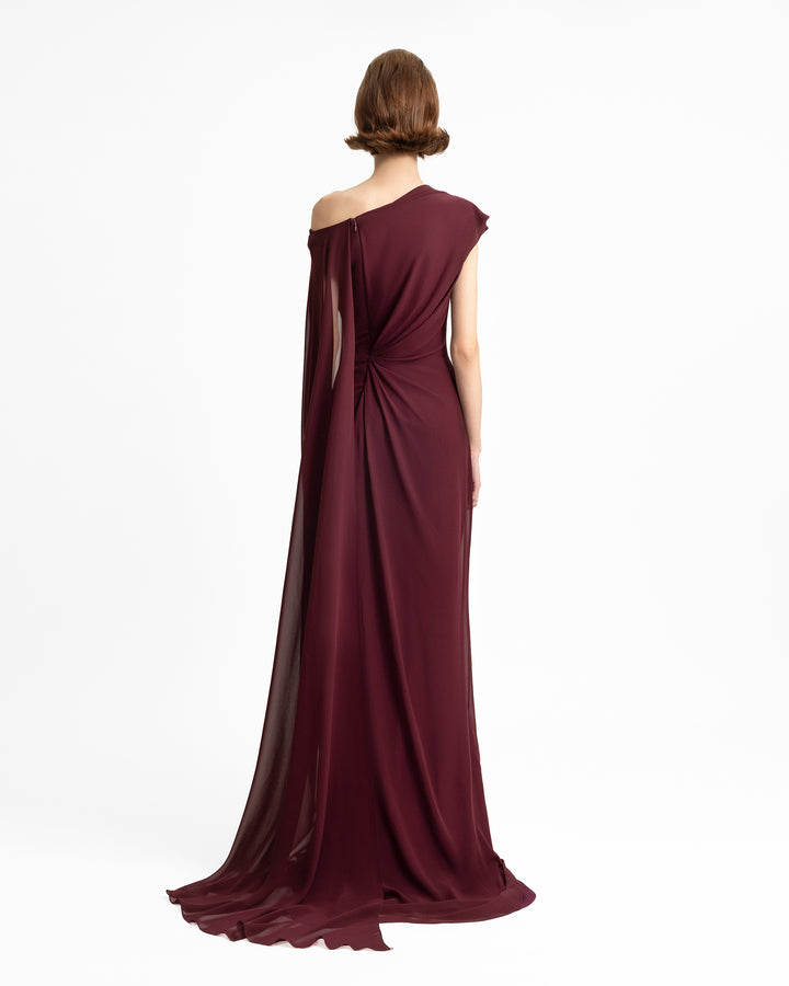 Draped Dress with Cape Sleeve