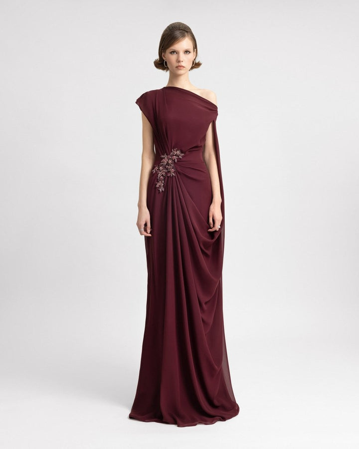 Draped Dress with Cape Sleeve - Gemy Maalouf