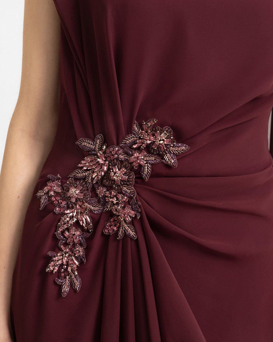 Draped Dress with Cape Sleeve