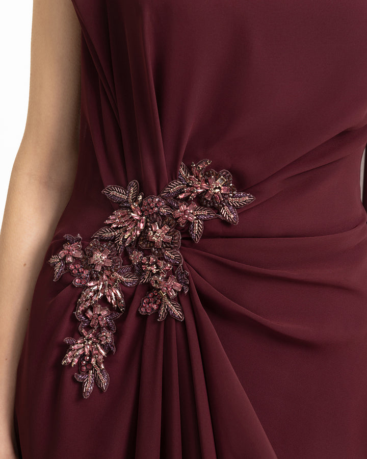 Draped Dress with Cape Sleeve