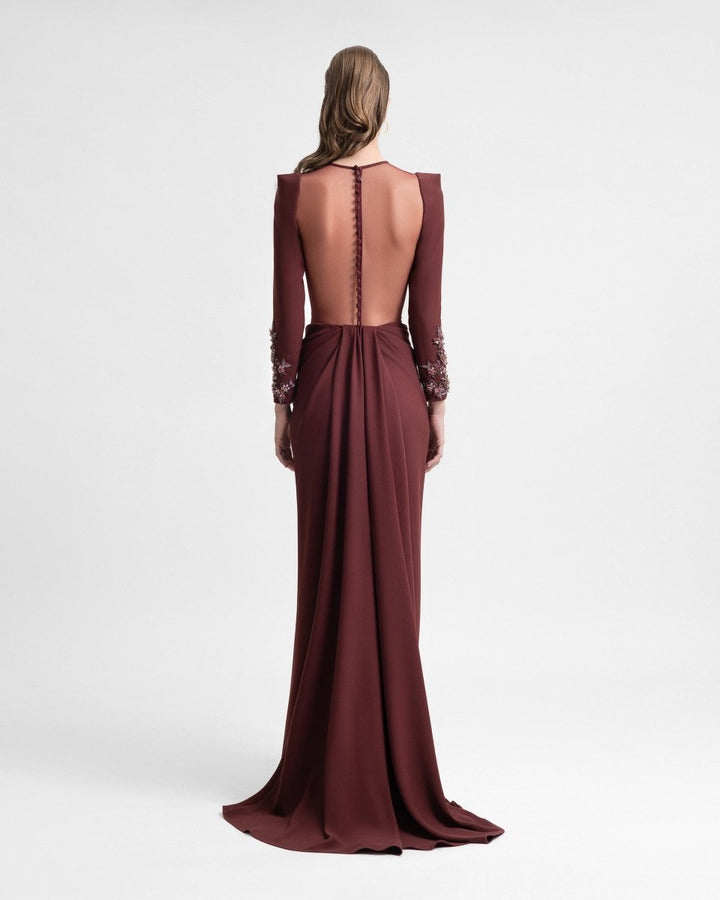 Beaded Corset Dress with Train - Gemy Maalouf